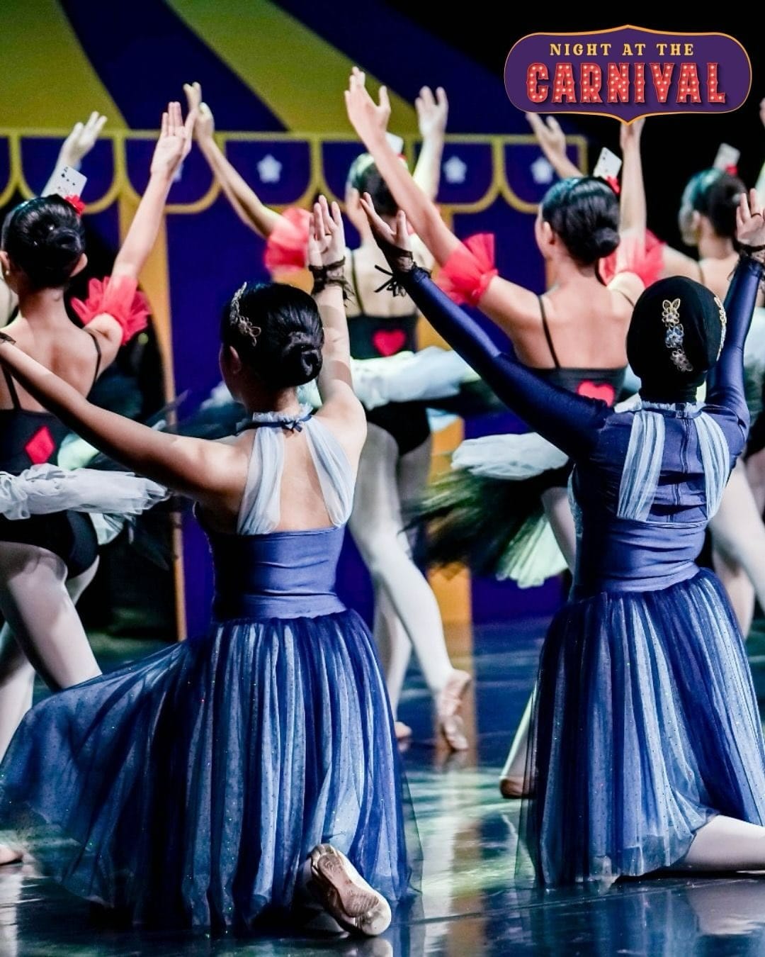 Princessa dancers in blue tutus at Night at the Carnival